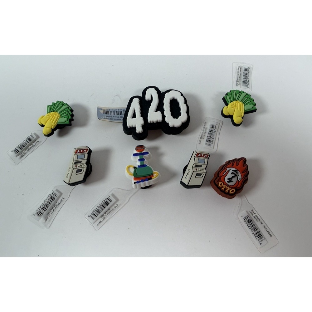 Crocs Shoe Charms Jibbitz Lot of 7 MONEY Hookah ATM 777 420